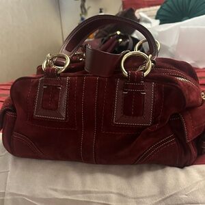 Coach Rich Red Suede Satchel